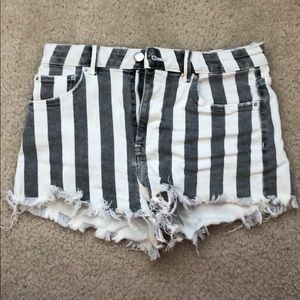 Zara black and white striped shorts